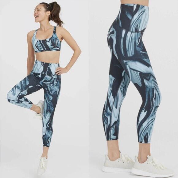 Spanx Activewear Booty Boost Active 7/8 High Waist Leggings Pants in Marble XS - Picture 2 of 7